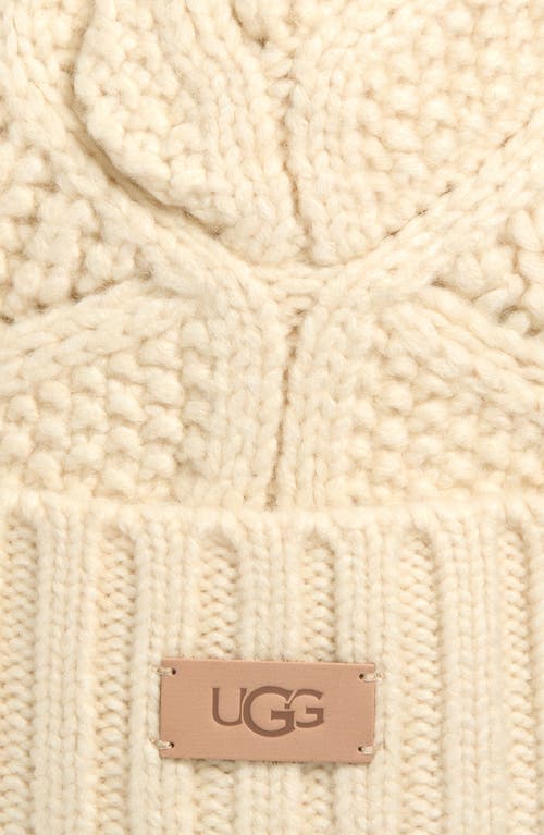 Ugg(r) Faux Fur Pompom Cable Knit Beanie In White