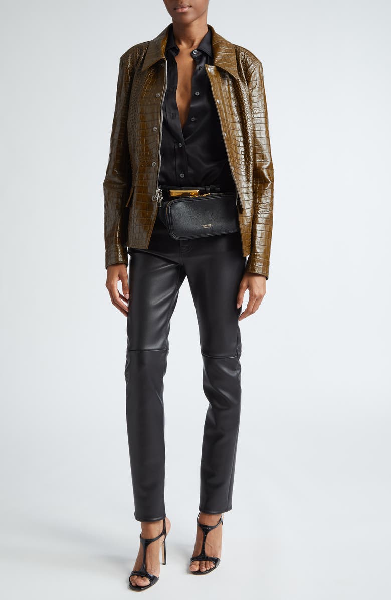 TOM FORD Small Croc Embossed Waist Bag, Alternate, color,