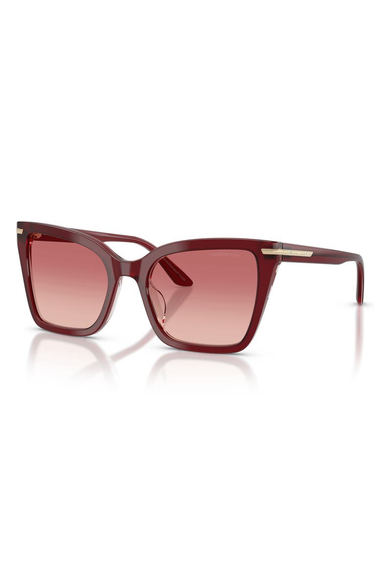 Emporio Armani 53mm Gradient Square Sunglasses, Alternate, color, Shiny Bordeaux / Pink Red