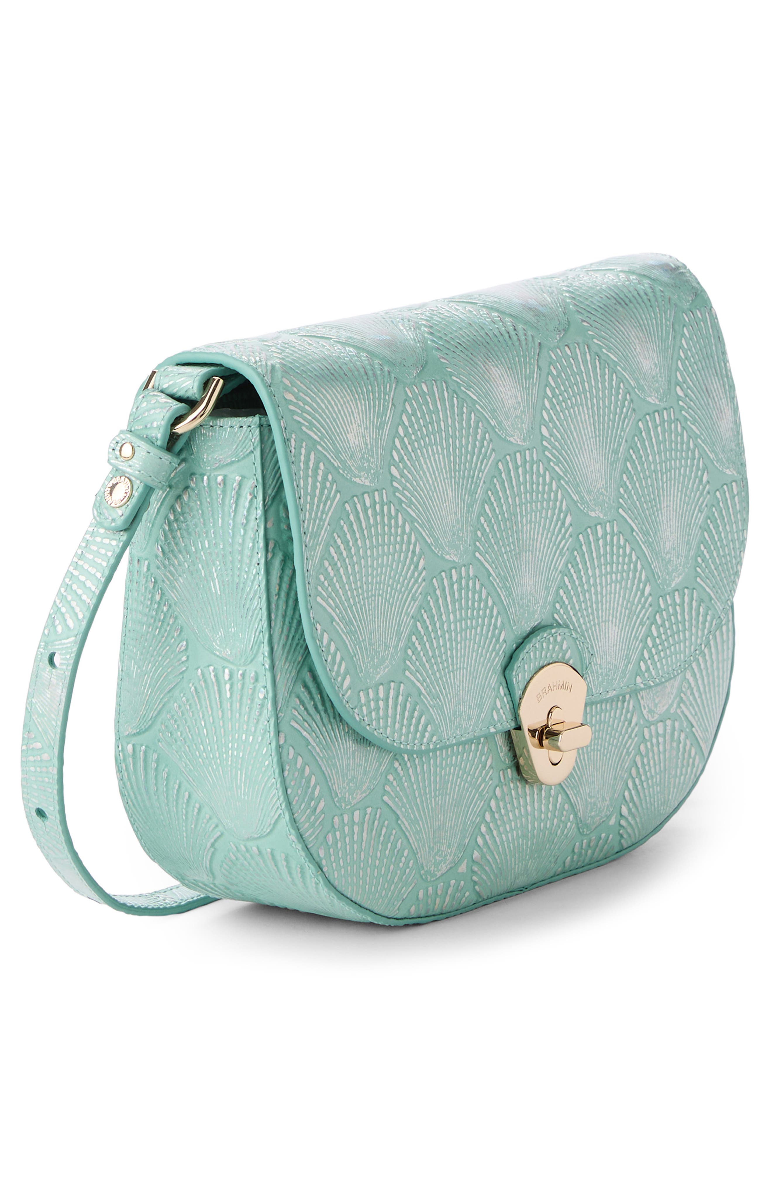 Brahmin Portia Embossed Leather Crossbody Bag, Alternate, color, Waterfall