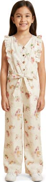 Hayden Girls Kids' Floral Print Flutter Sleeve Jumpsuit