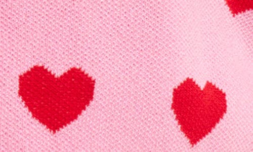English Factory Puff Sleeve Heart Cardigan In Pink/red