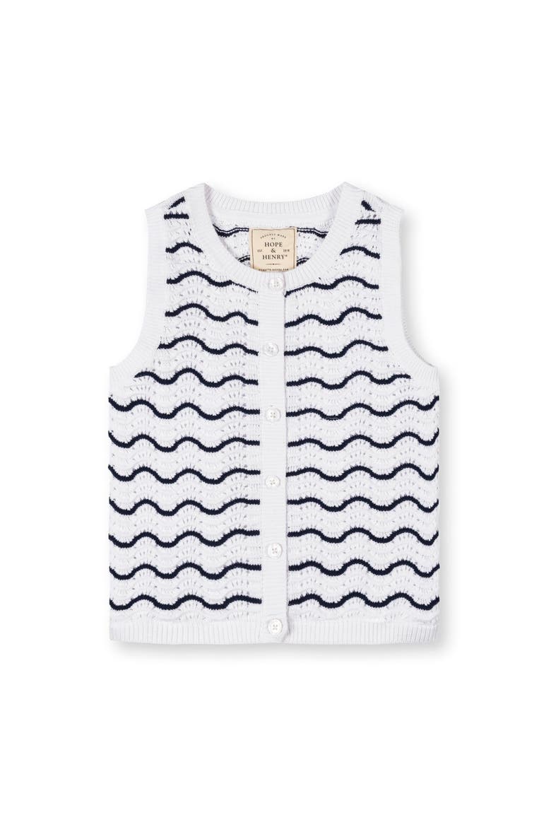 Organic Button Front Sweater Tank, Alternate, color, Navy Wiggle