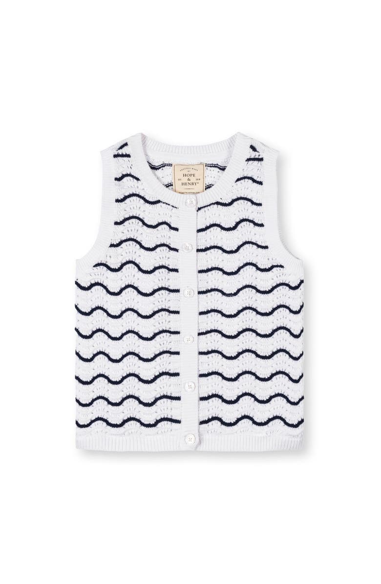 Hope & Henry Organic Button Front Sweater Tank, Alternate, color, Navy Wiggle