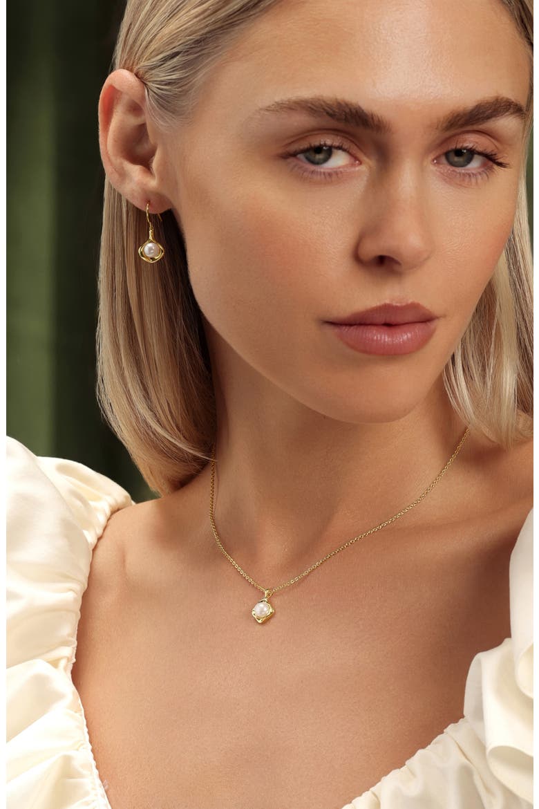 Modern Muse Faux Pearl Drop Earrings, Alternate, color, GOLD