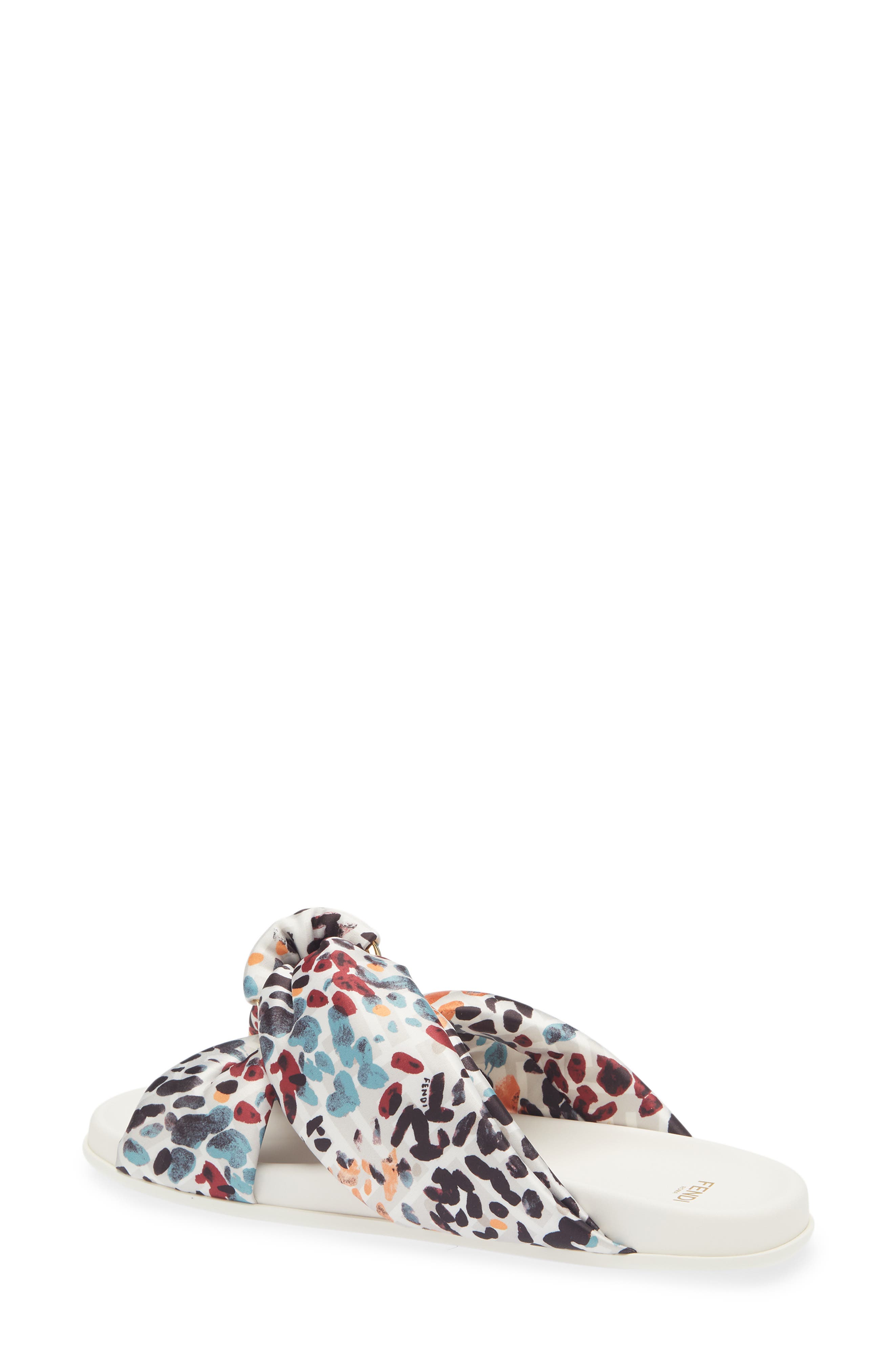 Fendi Feel Knotted Slide Sandal, Alternate, color, White