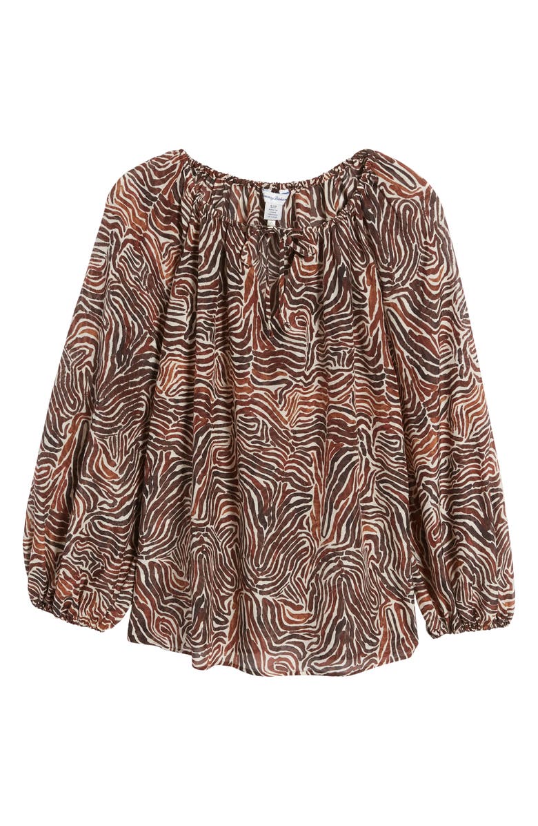 Tommy Bahama Zen Zebra Cotton & Silk Peasant Top, Alternate, color, Double Chocolate