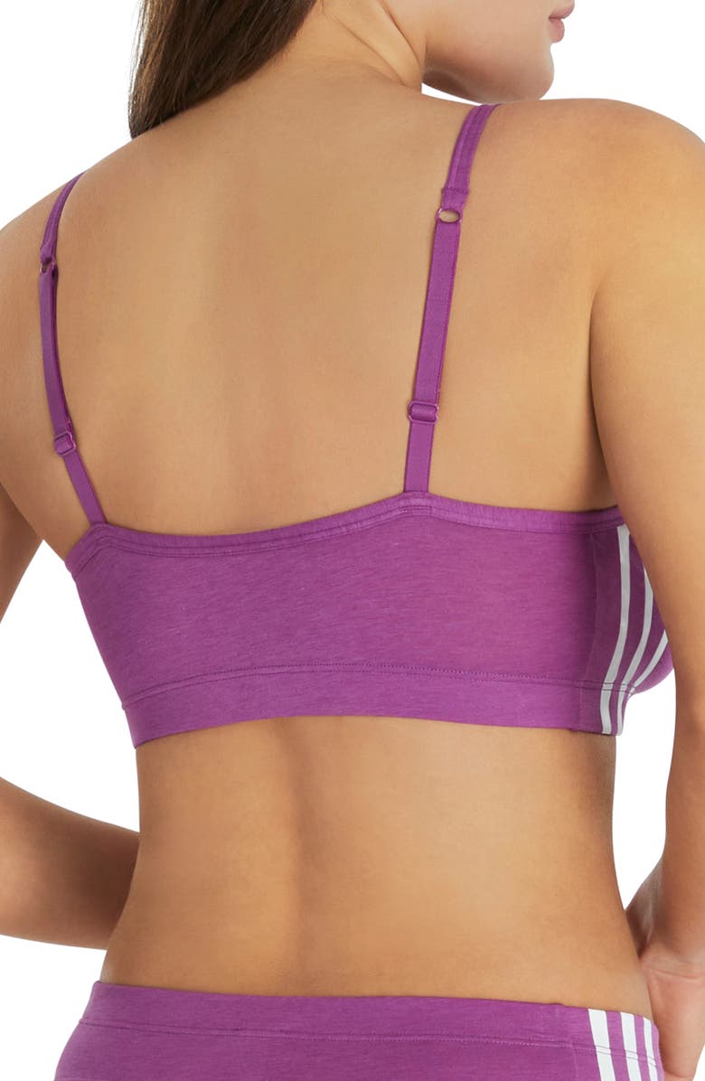 adidas Originals Scoop Neck Stripe Bralette, Alternate, color, Purple
