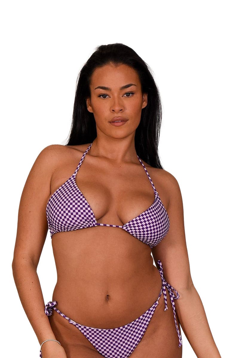 OOSC Checkmate Triangle Bikini Top, Alternate, color, Multi