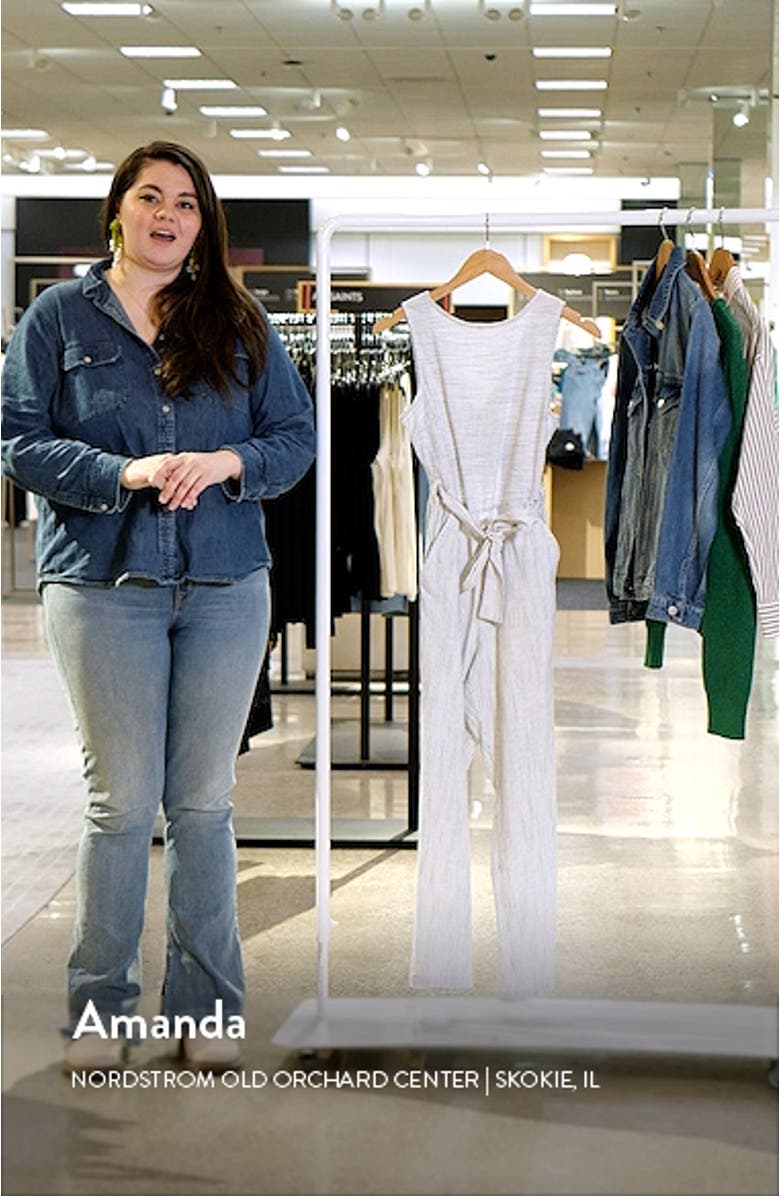Eloise Stripe Belted Sleeveless Jumpsuit, sales video thumbnail