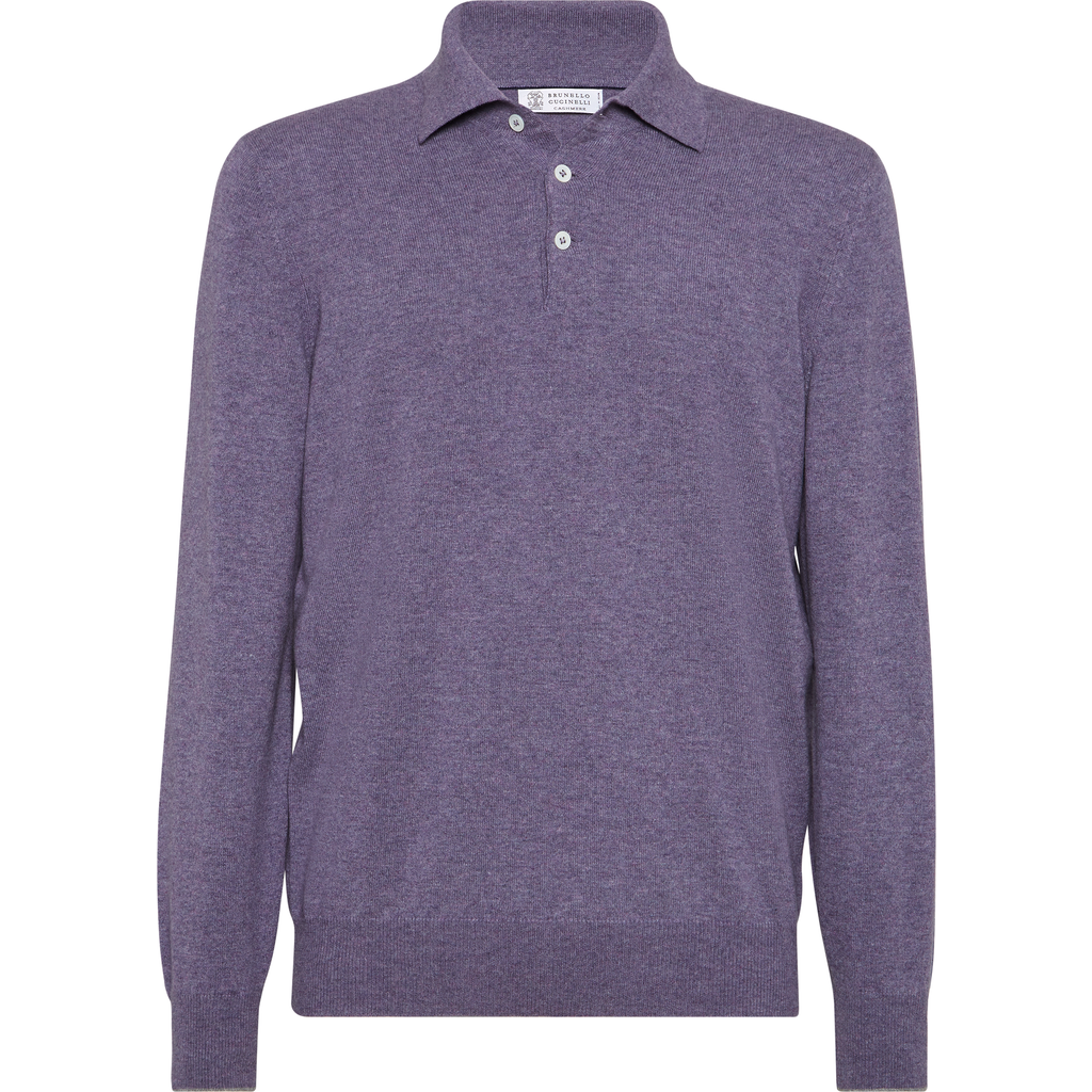 Brunello Cucinelli Cashmere Polo Shirt In Purple