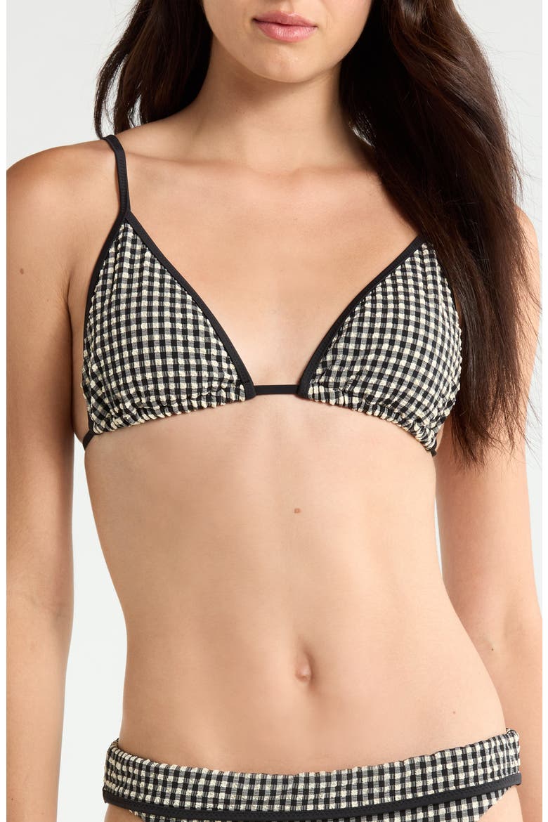 Tunnel Triangle Bikini Top, Main, color, BLACK/ CREAM