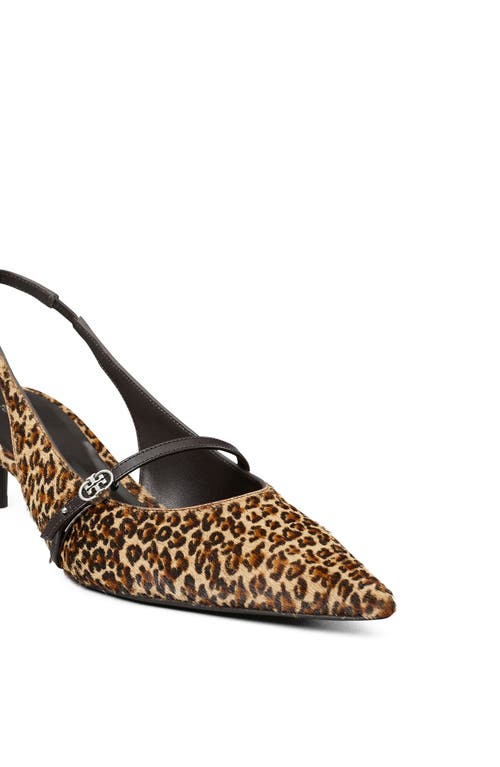 Tory Burch Double T Buckle Slingback Mary Jane Kitten Heel Pump In Animal Print