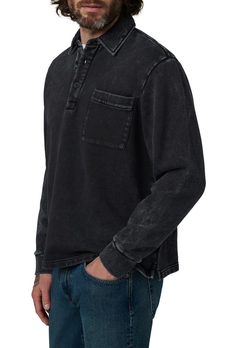 Cotton Polo Sweatshirt, Alternate, color, WASHED BLACK