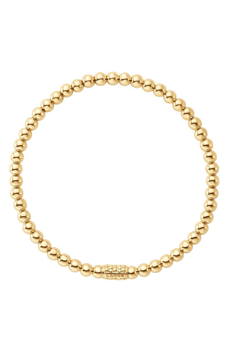 LAGOS Signature Caviar Beaded Stretch Bracelet, Alternate, color, Gold