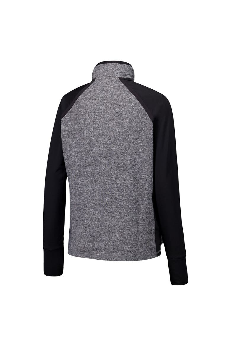 Women's Black/Heather Gray Iowa Hawkeyes Finalist Raglan Quarter-Zip Jacket, Alternate, color, Black