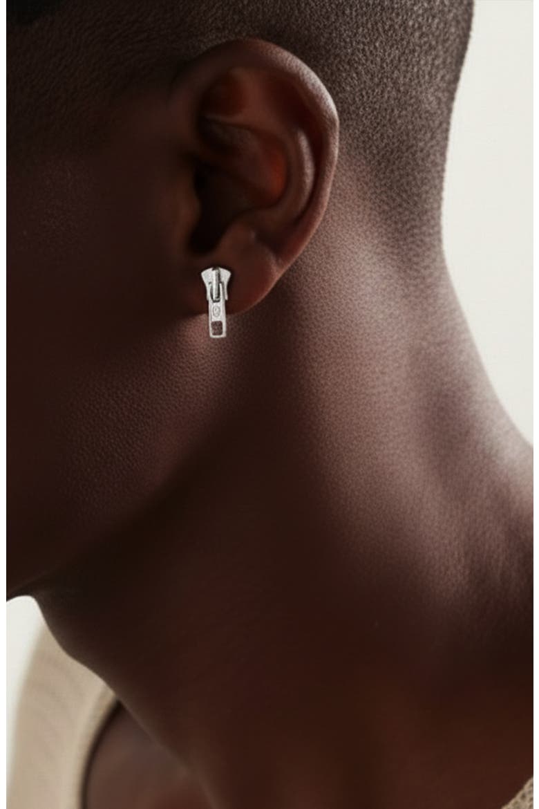 Zip Me Up Single Stud in Silver, Alternate, color, Silver