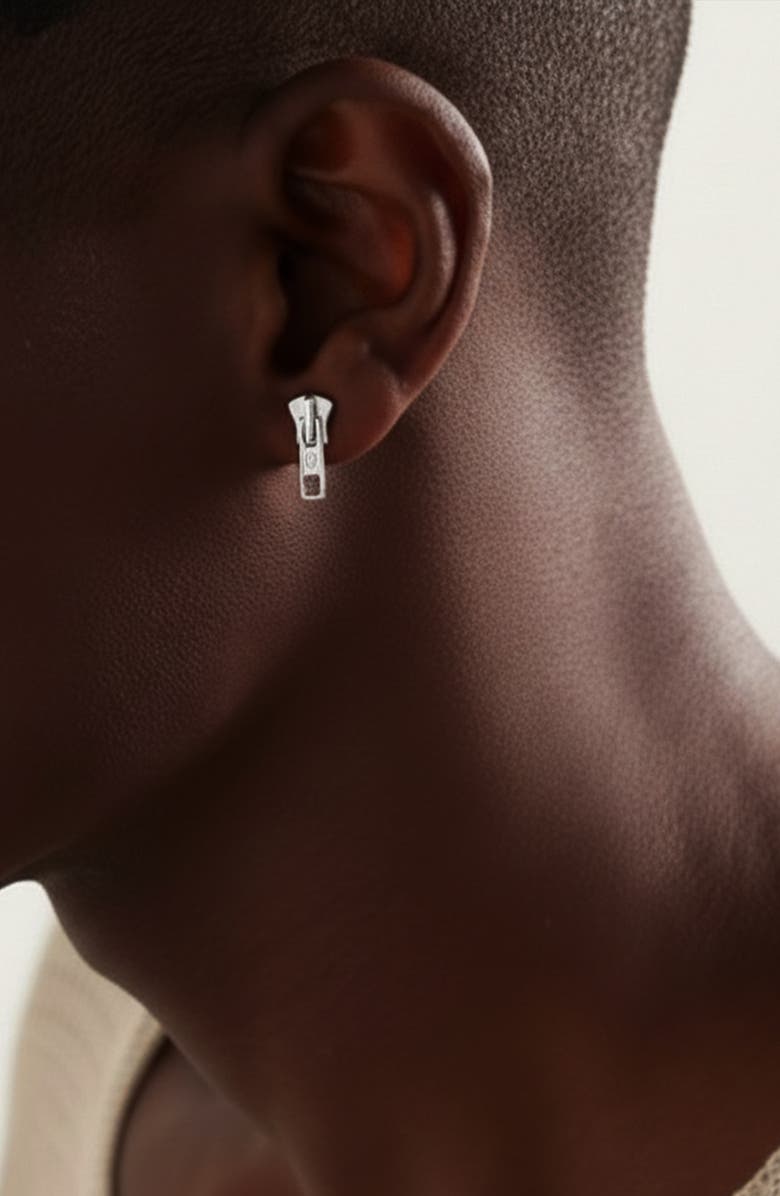 YOJ Zip Me Up Single Stud in Silver, Alternate, color, Silver