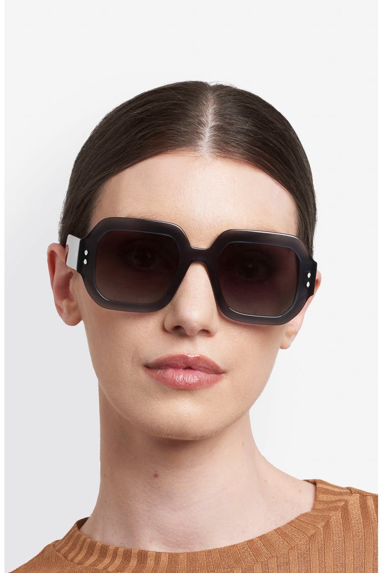 51mm Square Sunglasses, Alternate, color, TEAL/ DARK GREY SF