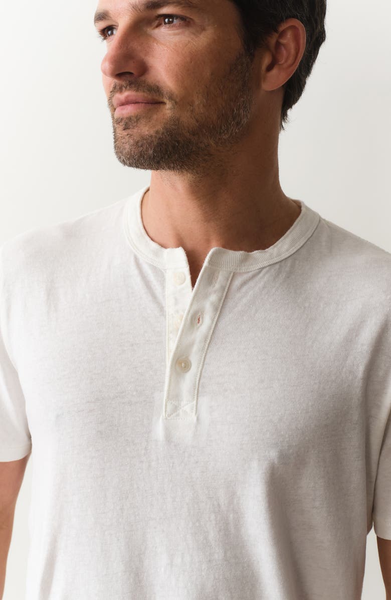 Marine Layer Short Sleeve Hemp & Cotton Henley, Alternate, color, White