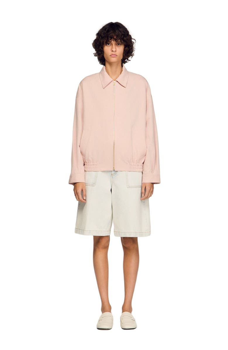 SANDRO Cotton and linen jacket, Alternate, color, Pink