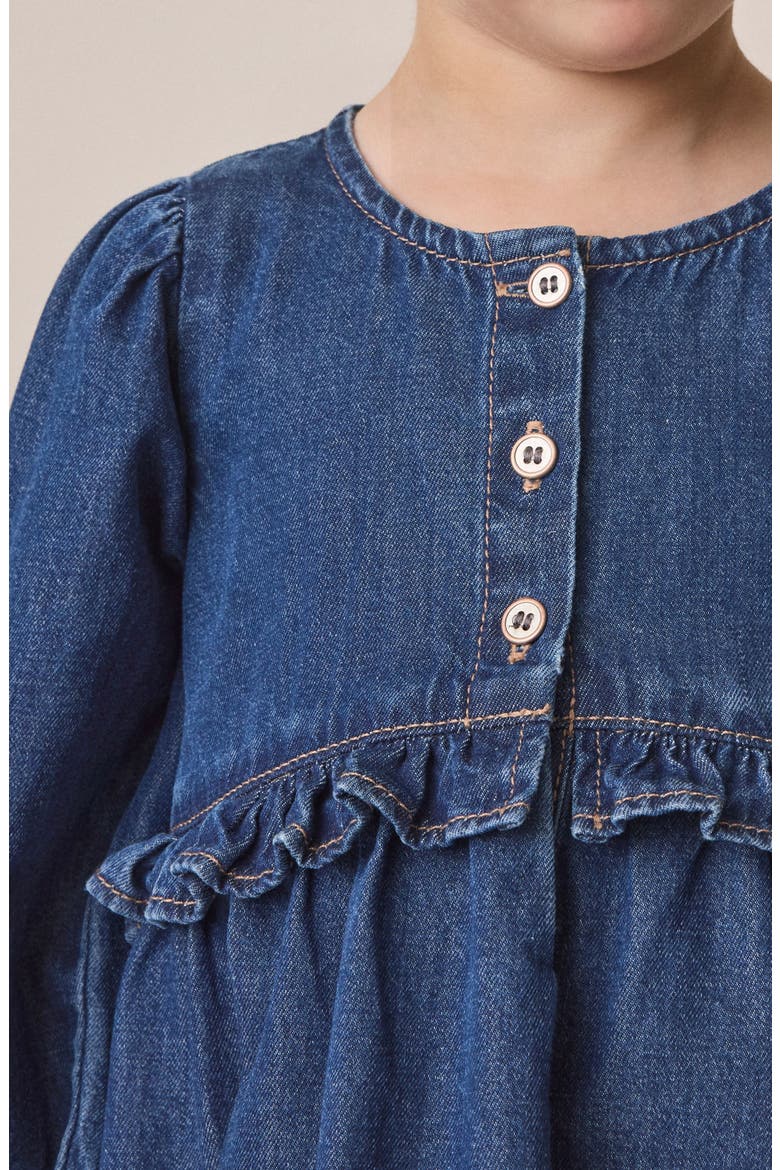 Kids' Denim Frill Dress, Alternate, color, BLUE