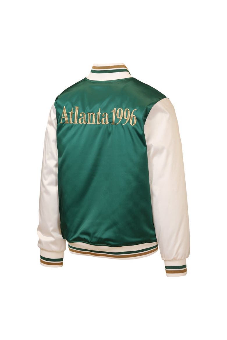 Men's Outerstuff Green/Cream Atlanta 1996 Summer Olympics Full-Snap Satin Bomber Jacket, Alternate, color, Green