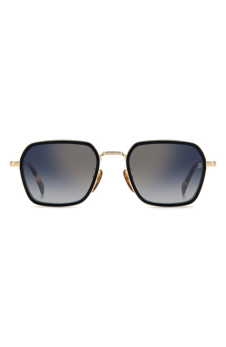 David Beckham Eyewear 53mm Square Sunglasses, Main, color, Gold Black/ Blsf Gdsp