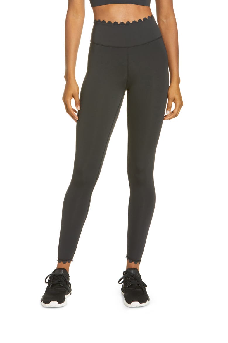 Scallop Active High Waist Leggings, Main, color, JET BLACK