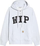 Carhartt Work In Progress WIP Logo Patch Cotton Blend Full Zip Hoodie