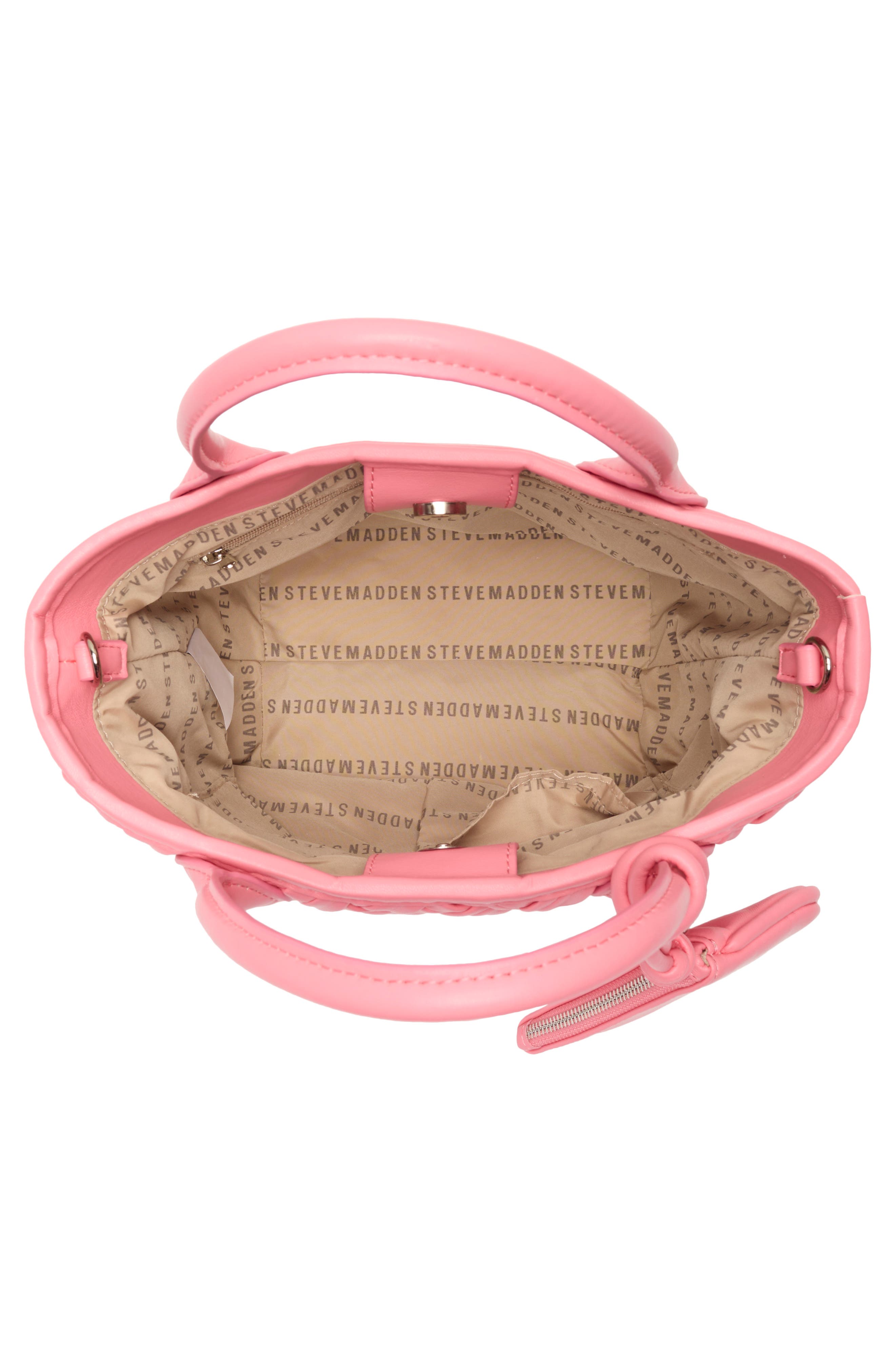 Steve Madden Bgene Woven Satchel Bag, Alternate, color, Thrift Pink