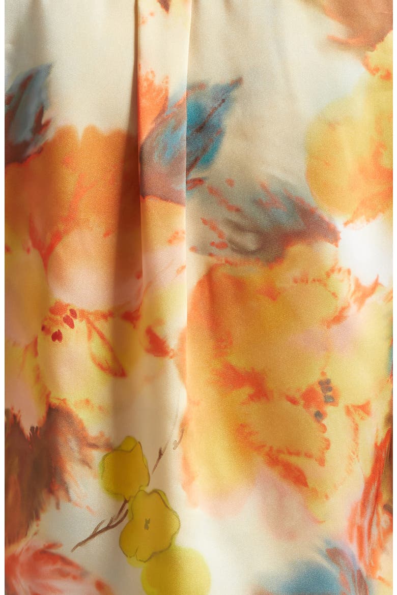 Watercolor Floral Crystal Embellished Tie Front Top, Alternate, color, SMOKE SAND MULTI