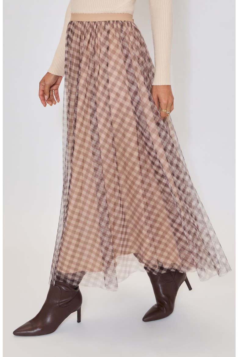 Maple Hill Gingham Maxi Skirt, Alternate, color, TAUPE