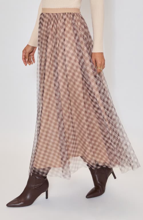 Vici Collection Maple Hill Gingham Maxi Skirt In Brown