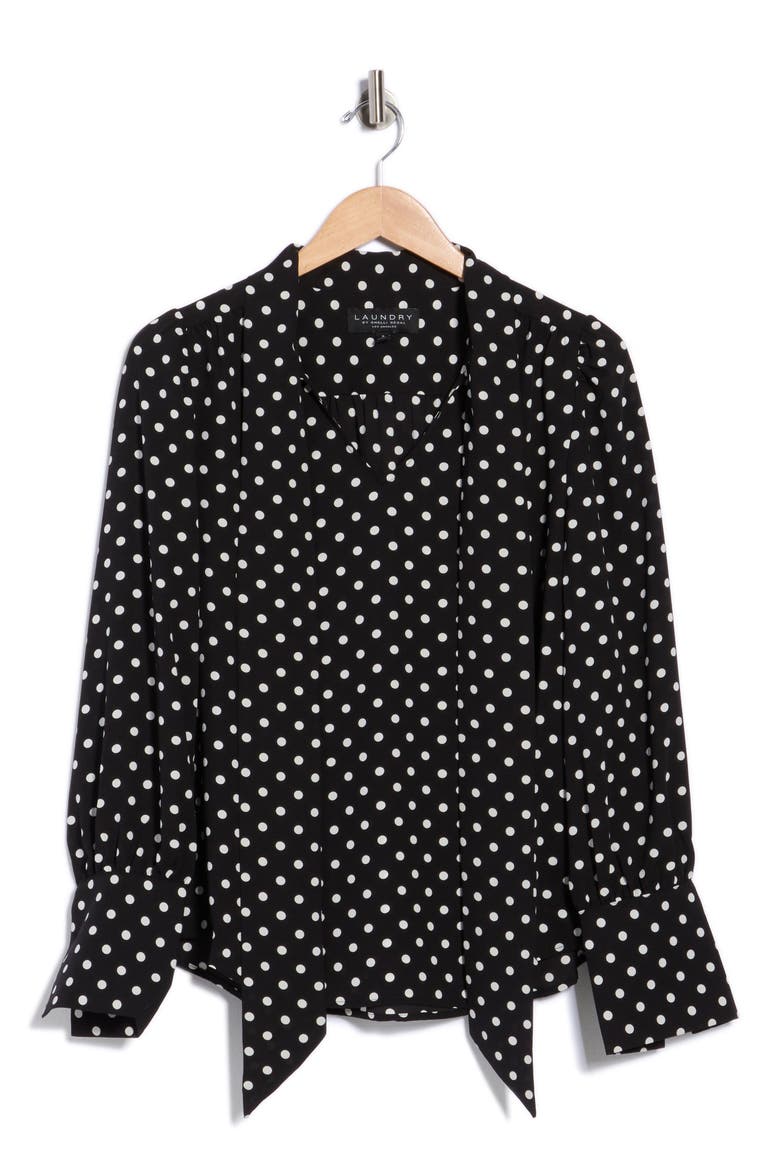 Tie Neck Top, Main, color, BLACK