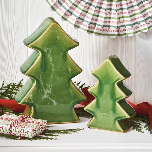 Tag Whimsical Green Ceramic Tree Sculpture Holiday Decor In Green