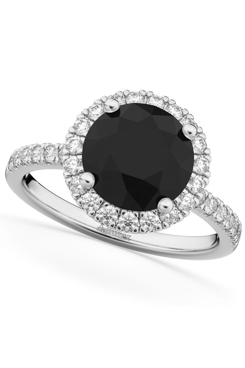 Halo White & Black Diamond Engagement Ring 14K, Main, color, 2.50ct/White Gold