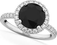 ALLUREZ Halo White & Black Diamond Engagement Ring 14K