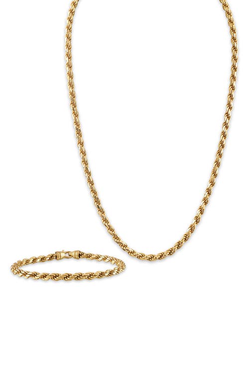Shop Esquire Set Of 2 14k Gold Plated Sterling Silver Rope Chain Bracelet & Necklace Set