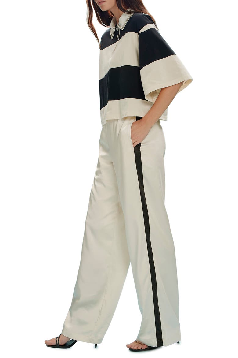 Embellished Polo Top, Alternate, color, COLLAGEN WHITE/ BLACK STRIPE