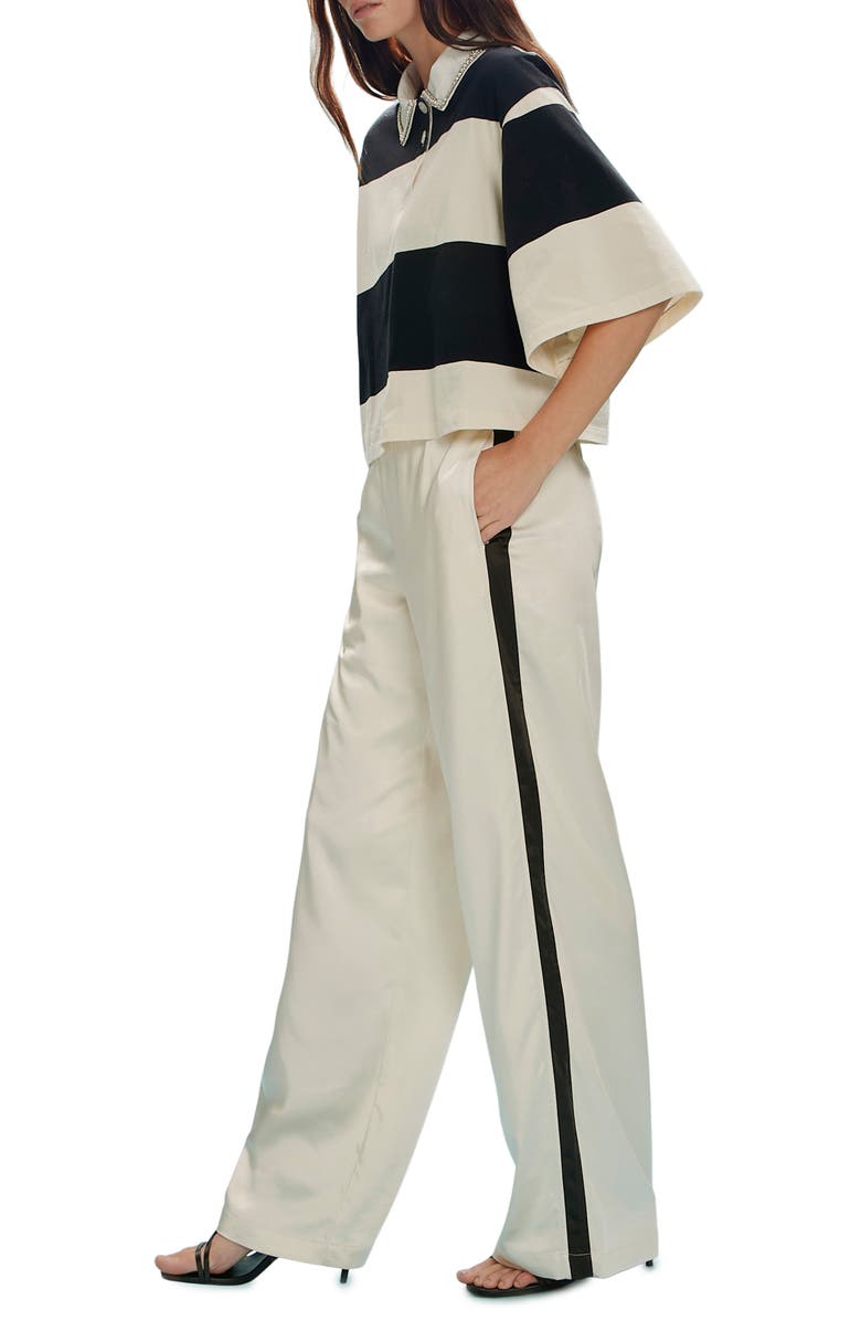 Sanctuary Embellished Polo Top, Alternate, color, Collagen White/ Black Stripe