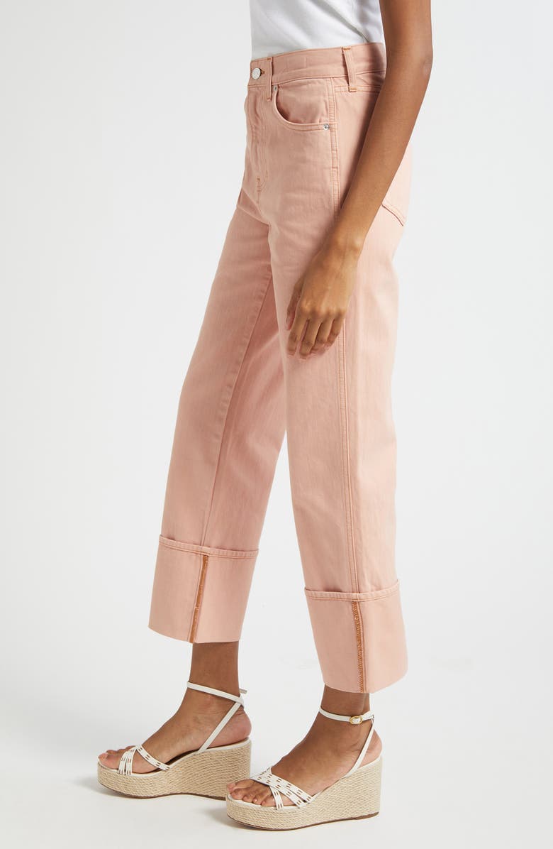 Veronica Beard Dylan Cuffed High Waist Relaxed Straight Leg Jeans, Alternate, color, Pink Blossom
