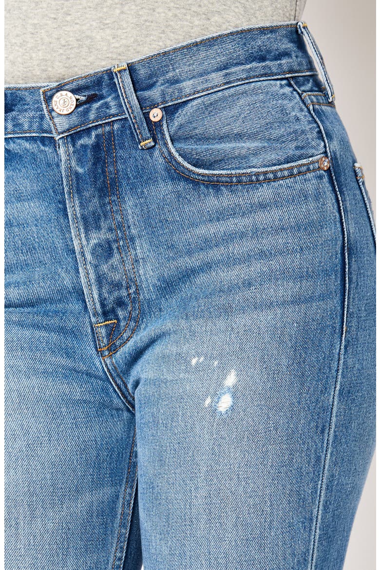 Eve High Waist Distressed Slim Straight Leg Jeans, Alternate, color, BESTIE
