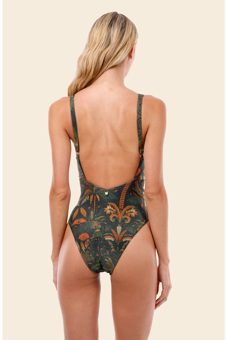 Jade Oasis Misha Metallic O-Ring One-Piece Swimsuit, Alternate, color, JADE OASIS