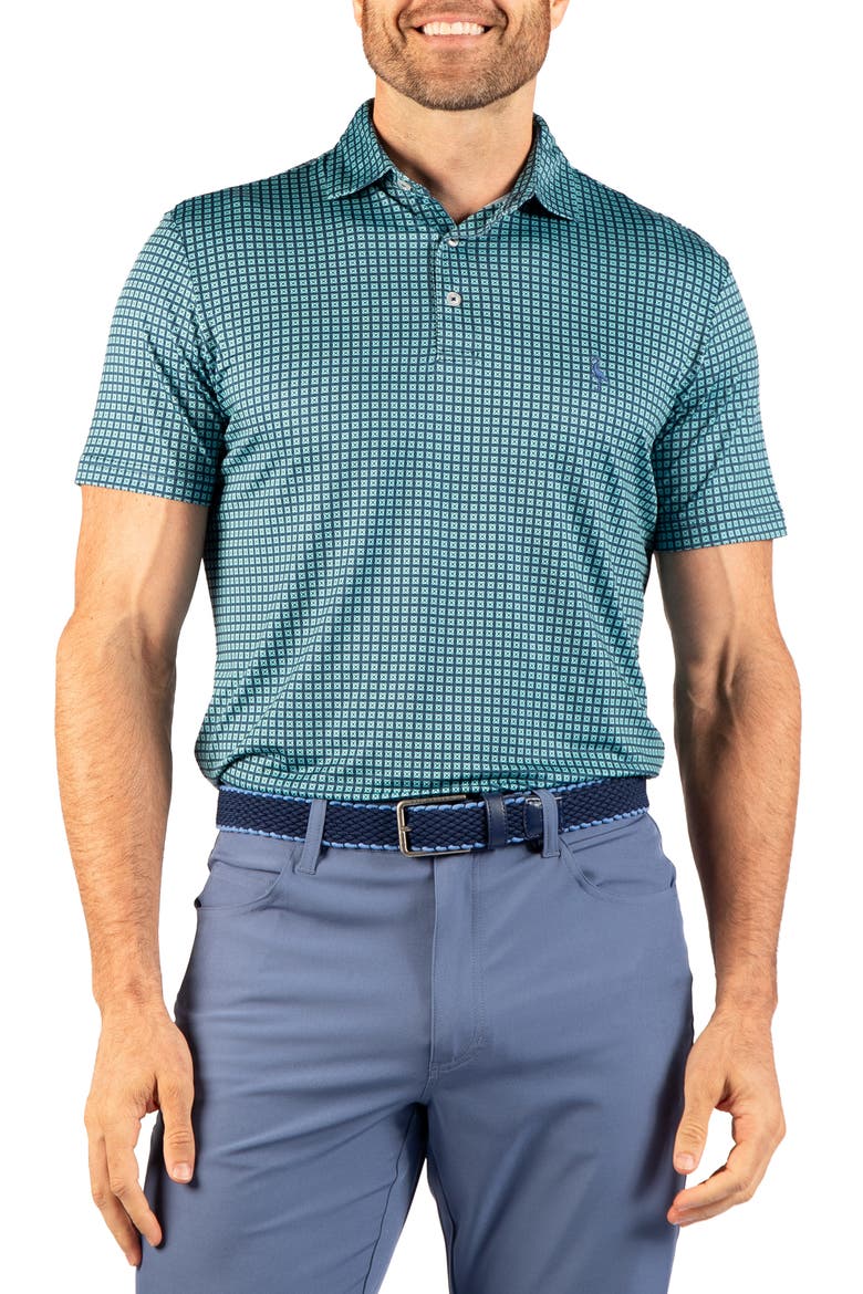 Square Geo Printed Performance Polo, Alternate, color, SEAFOAM