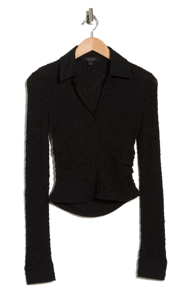 AllSaints Connie Slim Fit Button-Up Shirt, Main, color, Black