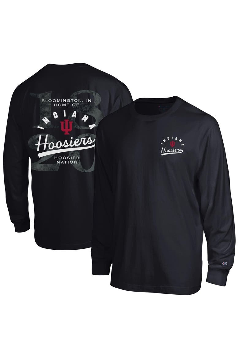 Men's Champion  Black Indiana Hoosiers Laminated All-Star Long Sleeve T-Shirt, Main, color, Black