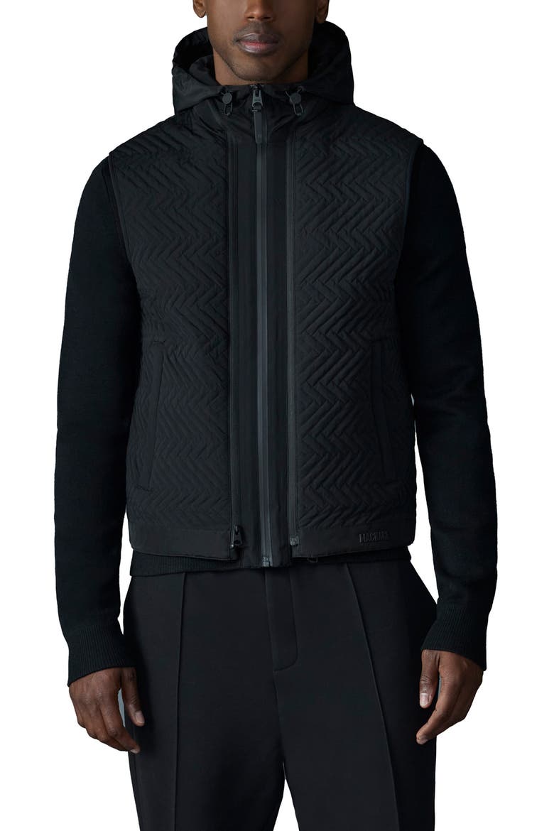 Barrett 2-in-1 Quilted Hybrid Recycled Down Jacket, Main, color, BLACK