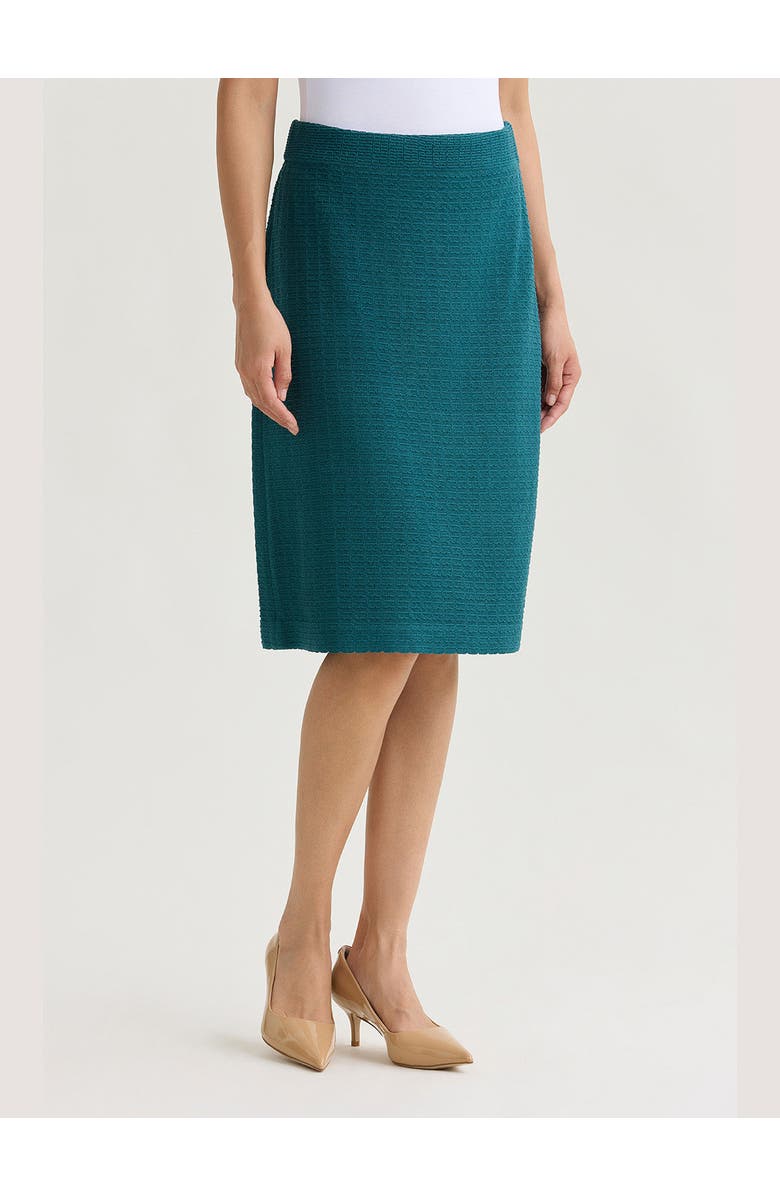 Misook Tonal Grid Straight Knit Skirt, Alternate, color, Spruce