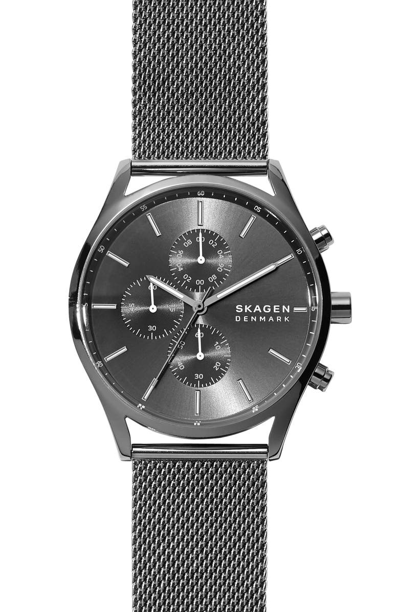 Skagen Holst Chronograph Mesh Strap Watch, 42mm, Main, color, 